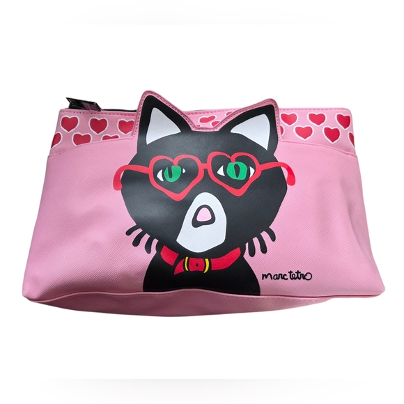 Marc Tetro Handbags - Marc Tetro - NEW Pink Cat Travel / Cosmetic Bag